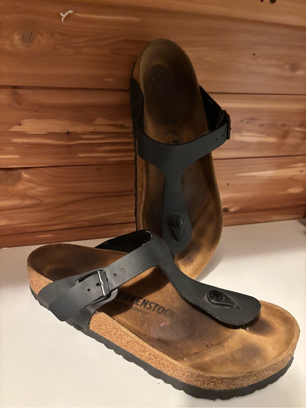 Birkenstock Women’s Black Leather T-Strap Sandals